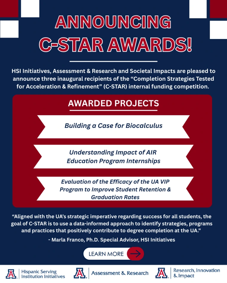 Infographic listed selected awardees for the 2025-26 C-STAR awards. The text included in the image is also available below (name and summary of selected projects)