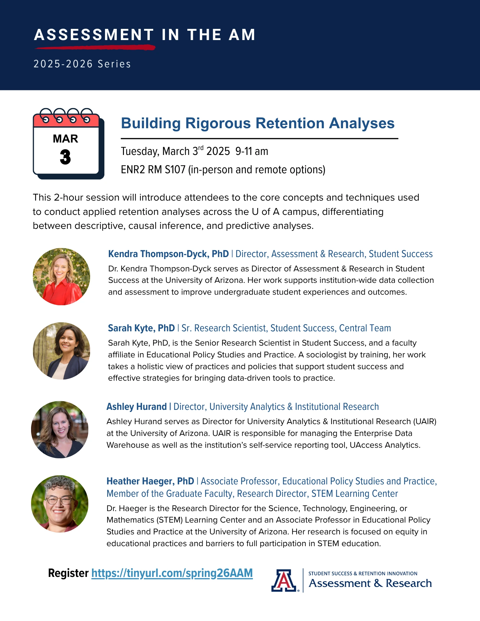 Flyer for the event. Includes all of the information provided above in the event description such as event summary, date, time, presenter name/title, and name of the event series. 